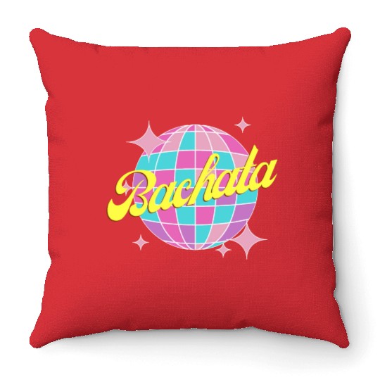 Bachata dance neon color disco ball Throw Pillows