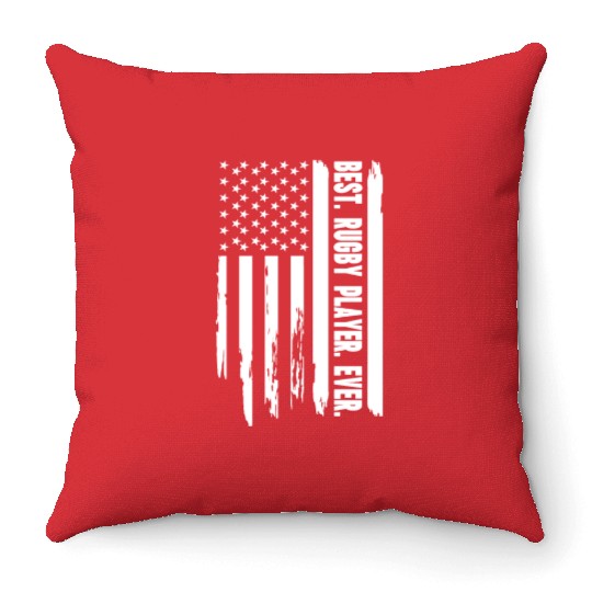 Rugby US Flag Rugby Player - Best Rugby Player Eve Throw Pillows