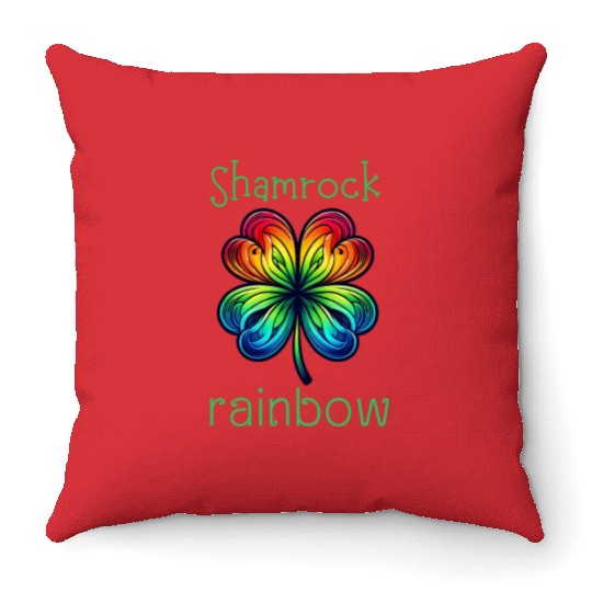 LUCKY Shamrock Rainbow Throw Pillows