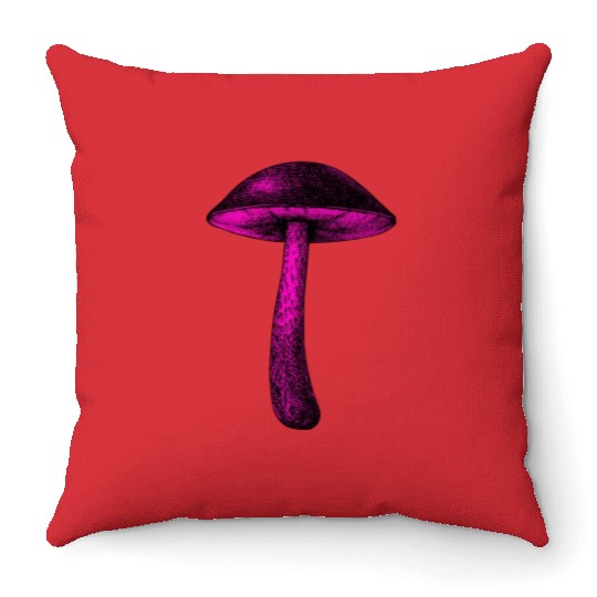 Mushroom Magenta Throw Pillows