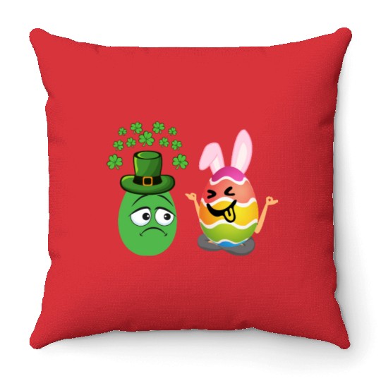 Easter Meets St. Patrick's A Festive Holiday Fusio Throw Pillows