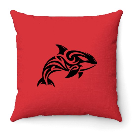 Pretty orca T Tattoo style Throw Pillows