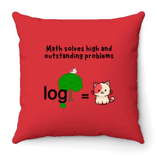 Math Humor: Logarithm Cat Pun Design Throw Pillows