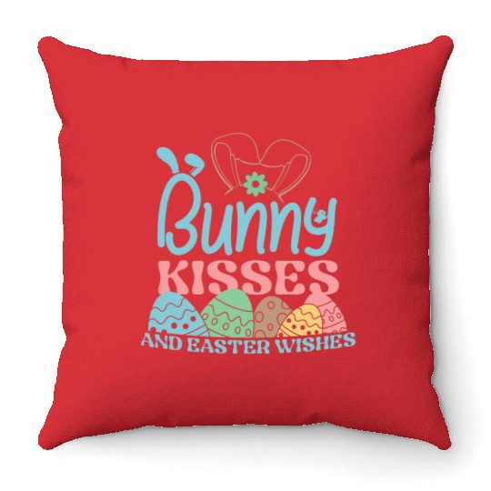 Bunny Kisses and Easter Wishes Throw Pillows