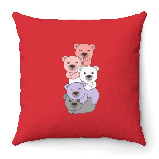 Cupioromantic Flag Pride Lgbtq Cute Bear Pile Throw Pillows