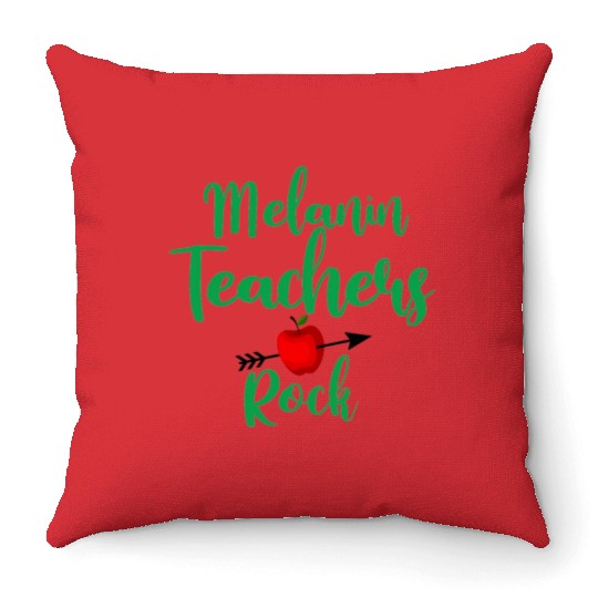 melanin teacher rock for light Throw Pillows