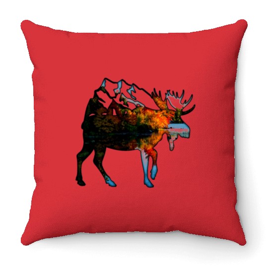 moose mountain Throw Pillows
