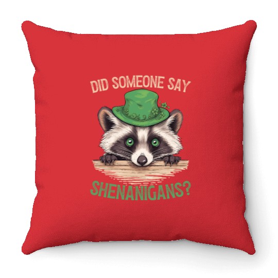 Did Someone Say Shenanigans? Cute Raccoon Throw Pillows