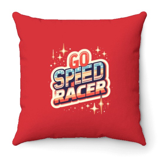Go speed racer Throw Pillows