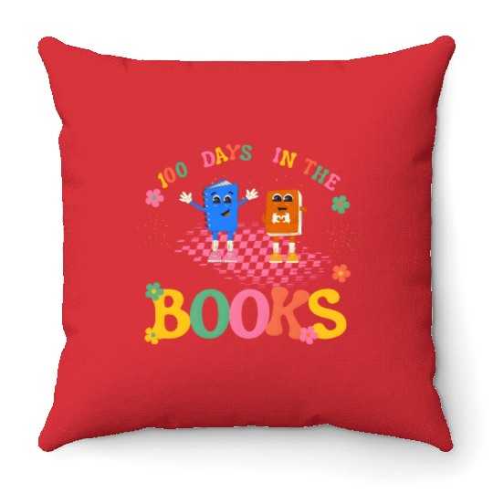 100 Days in the Books Reading Teacher Throw Pillows