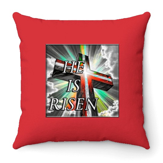 Cross, He is Risen - 1 Throw Pillows