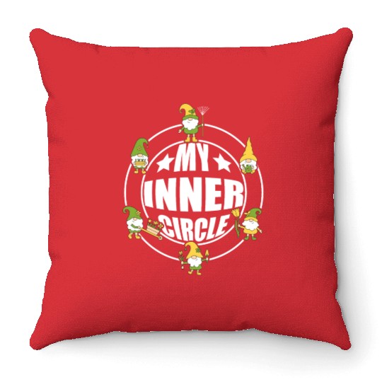 Funny Garden Gnomes My Inner Circle Throw Pillows