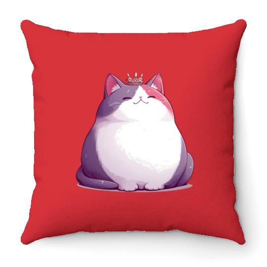 Chunky Kawaii Cat Queen Throw Pillows