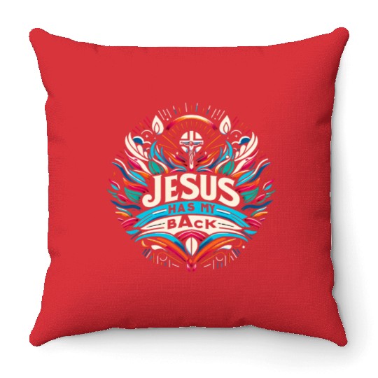 Jesus Has My Back 27 Throw Pillows