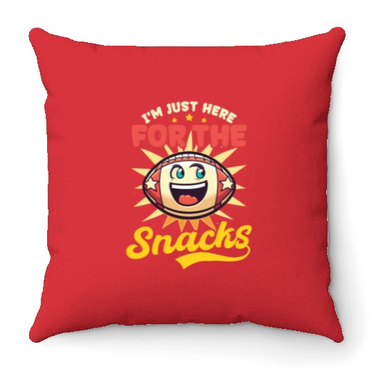 Football Lover Here For The Snacks Throw Pillows