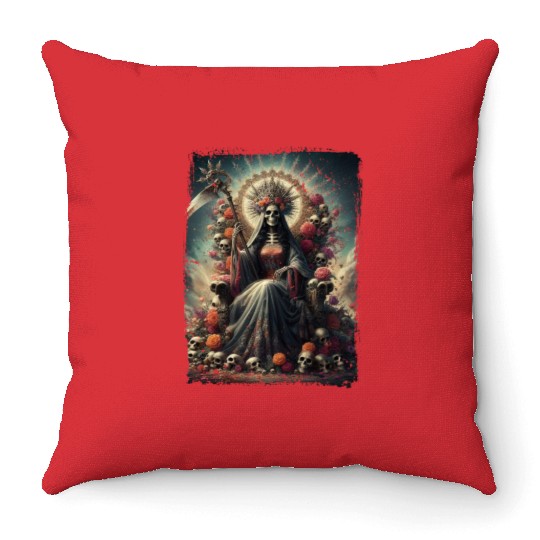 La Santa Muerte Saint Death Throw Pillows