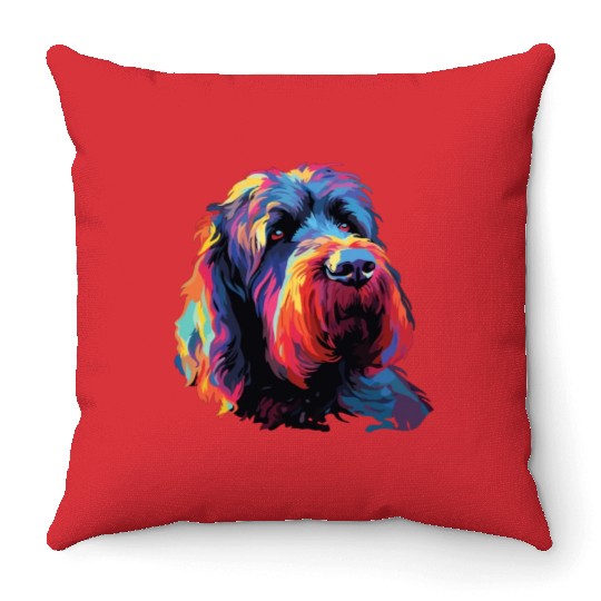 Colorful Russian Black Terrier Throw Pillows