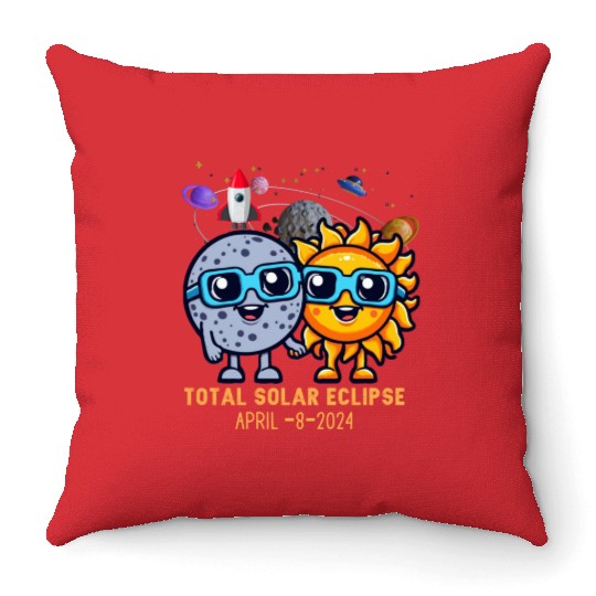 Total solar eclipse 4-8-2024: Sun and Moon love Throw Pillows