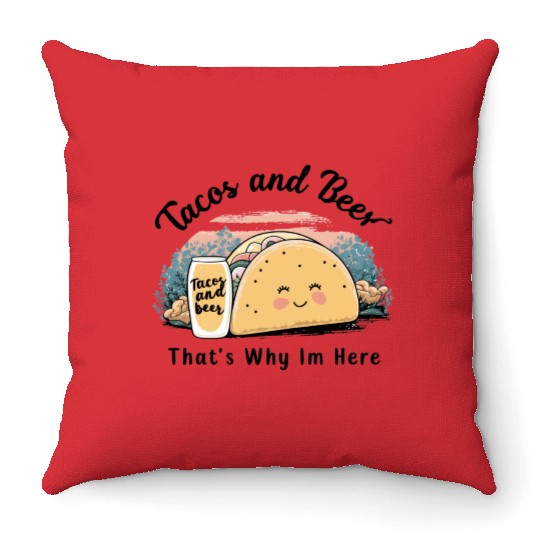 Tacos & Beer: My Happy Place Throw Pillows