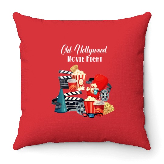 Popcorn Vintage Movie Night Throw Pillows