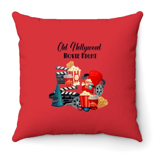 Popcorn Vintage Movie Night Throw Pillows