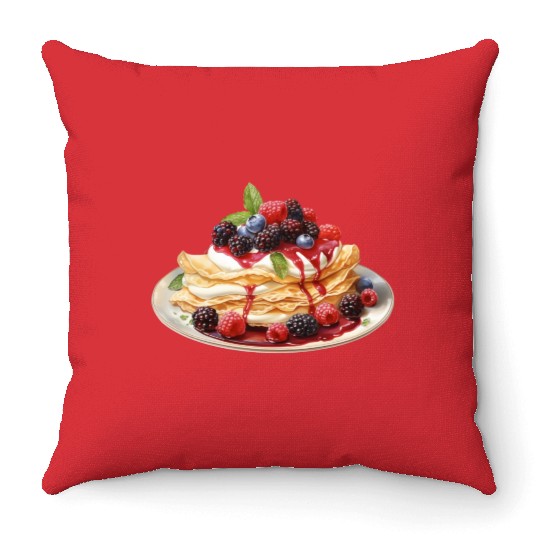 Dessert Pancakes With Summer Berries And Cream Throw Pillows