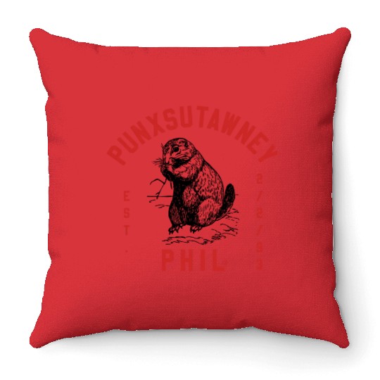 Punxsutawney Phil Groundhog Day Throw Pillows