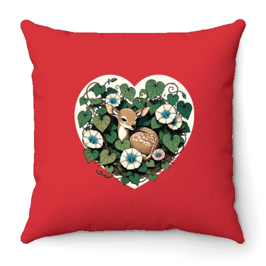 Spring Fawn Throw Pillows