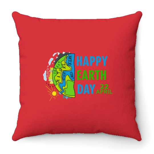 happy earth day april 22 Throw Pillows