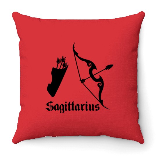 Sagittarius bow and arrow Throw Pillows