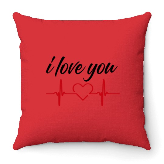 i love you heartbeat Throw Pillows