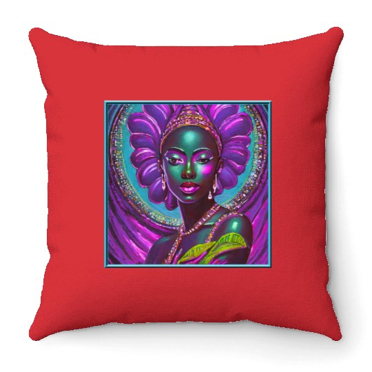 African Goddess Violet Nurturing Me - 1 Throw Pillows