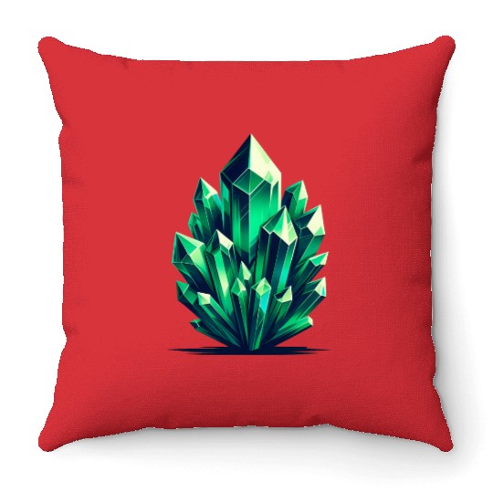 Emerald Crystal Fragments Throw Pillows