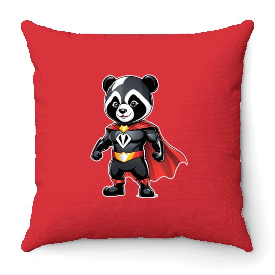 nice cute little superhero animal 6 Throw Pillows