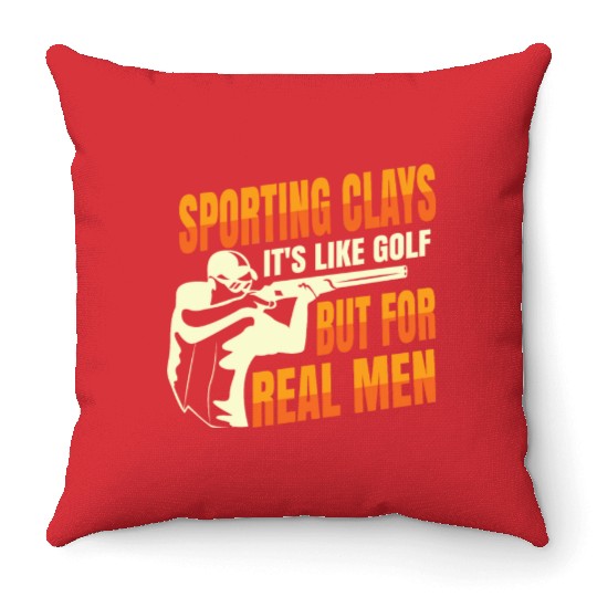 Skeet Shooting Real Men Sporting Clays Throw Pillows