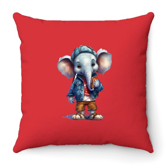 Cute Elephant Cartoon Throw Pillows