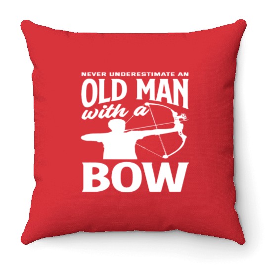 Old Man Archery Bow Throw Pillows