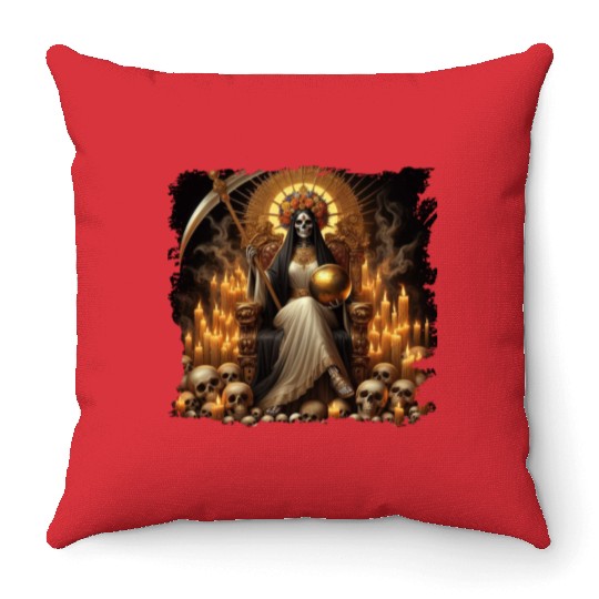 La Santa Muerte Saint Death Throw Pillows