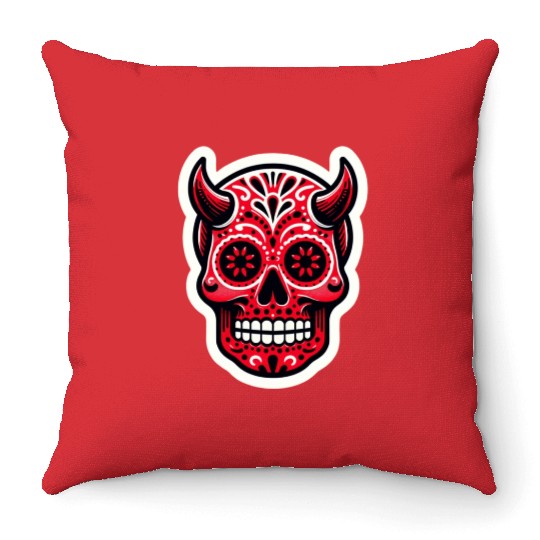 Adventurous Spirit: Daredevil Sugar Skull Throw Pillows