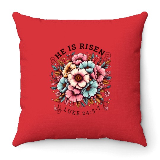 He is Risen Floral Easter Christian Duo Throw Pillows