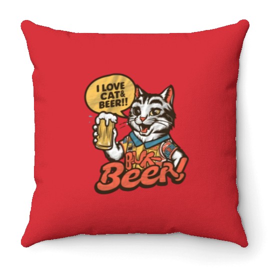 I Love Beer Throw Pillows