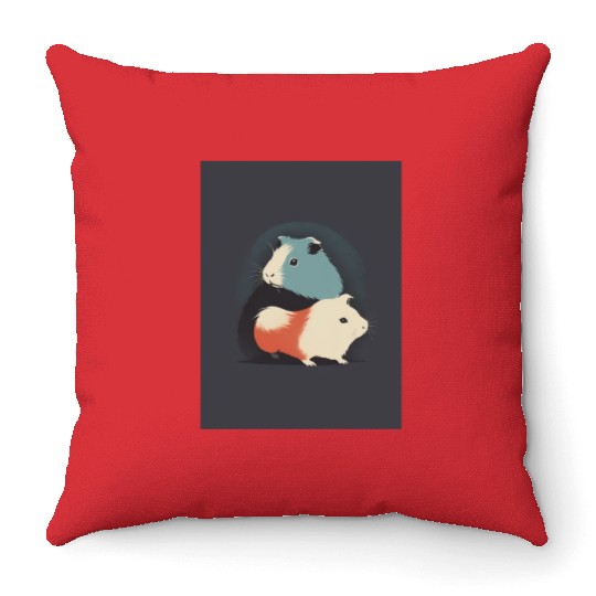 Guinea Pig 1 - Japanese Retro Art Throw Pillows