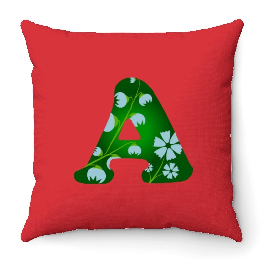 Monogram with capital letter A and bellflowers Throw Pillows