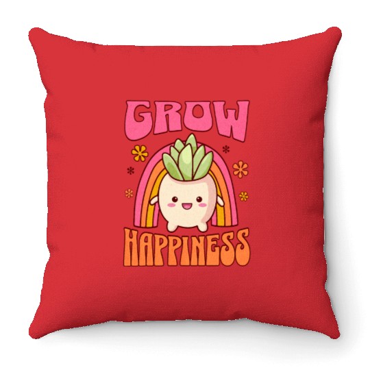 GROW HAPPINESS Colorful Cute Gardener Throw Pillows
