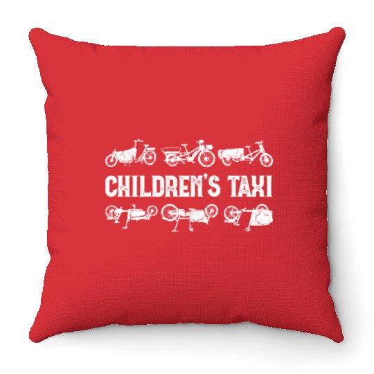 Childrens Taxi Cargo Bicycle Cargobike Throw Pillows