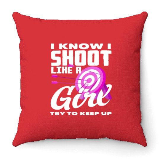 Women Archer Archery Throw Pillows