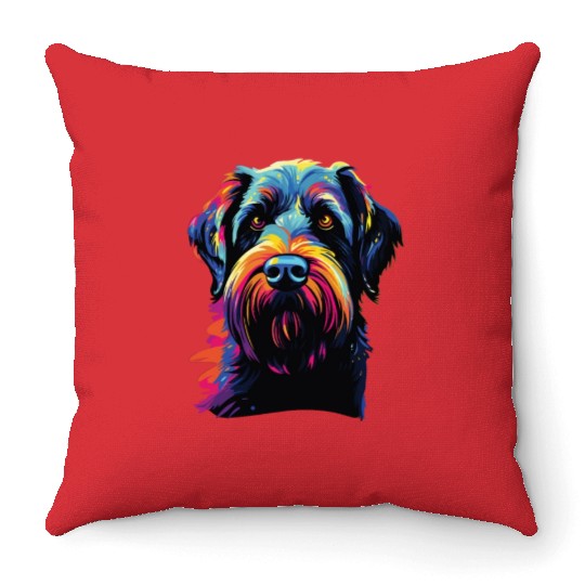 Watercolor Colorful Giant Schnauzer Throw Pillows