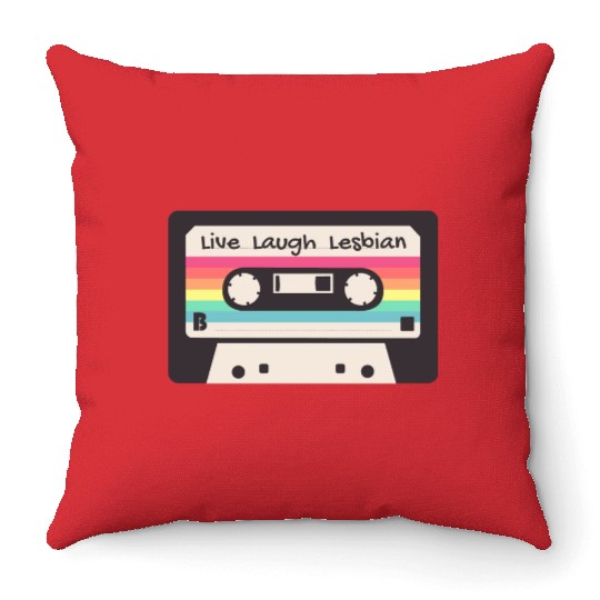 Live Laugh Lesbian - Vintage 80s Themed LGBTQIA+ Throw Pillows