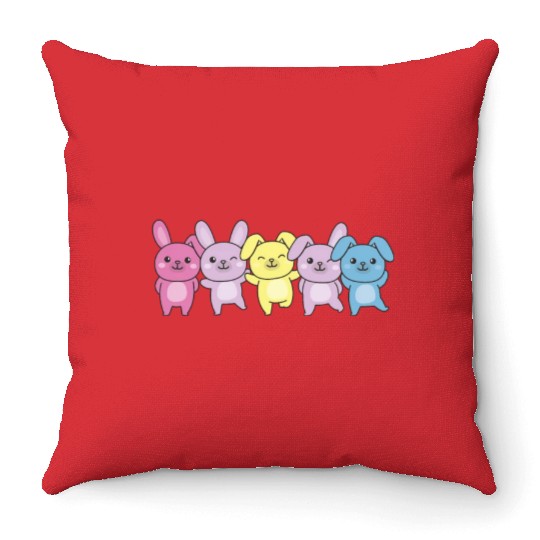Aporagender Flag Pride Lgbtq Bunny Throw Pillows