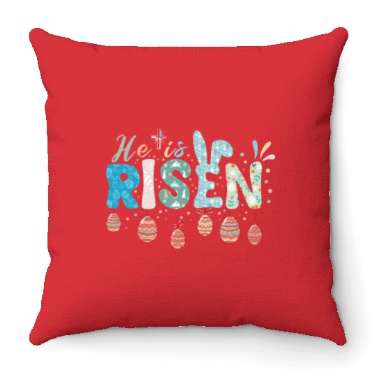 He Is Risen Easter Celebration Theme Throw Pillows